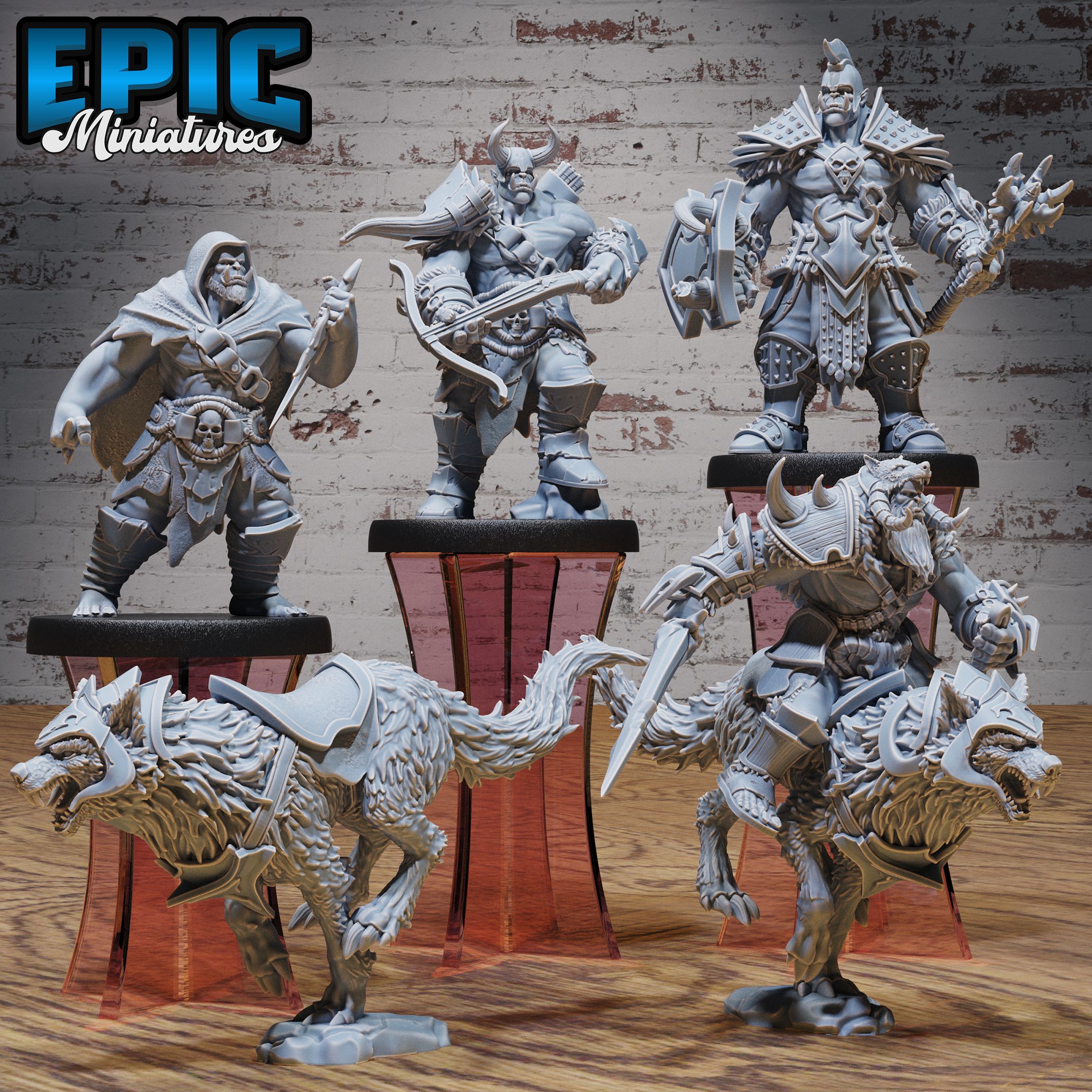 Orc Army Set B / Green Skin Lord / Male Humanoid Warrior / Burly Raider Tribe / Beast Tamer / Evil Forest Fighter / Woodland Encounter